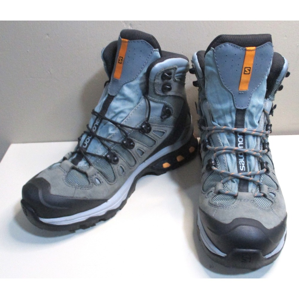 Salomon Quest 4D GTX Hiking Boots Blue Grey Orange Women 7.5 Gore-Tex Waterproof